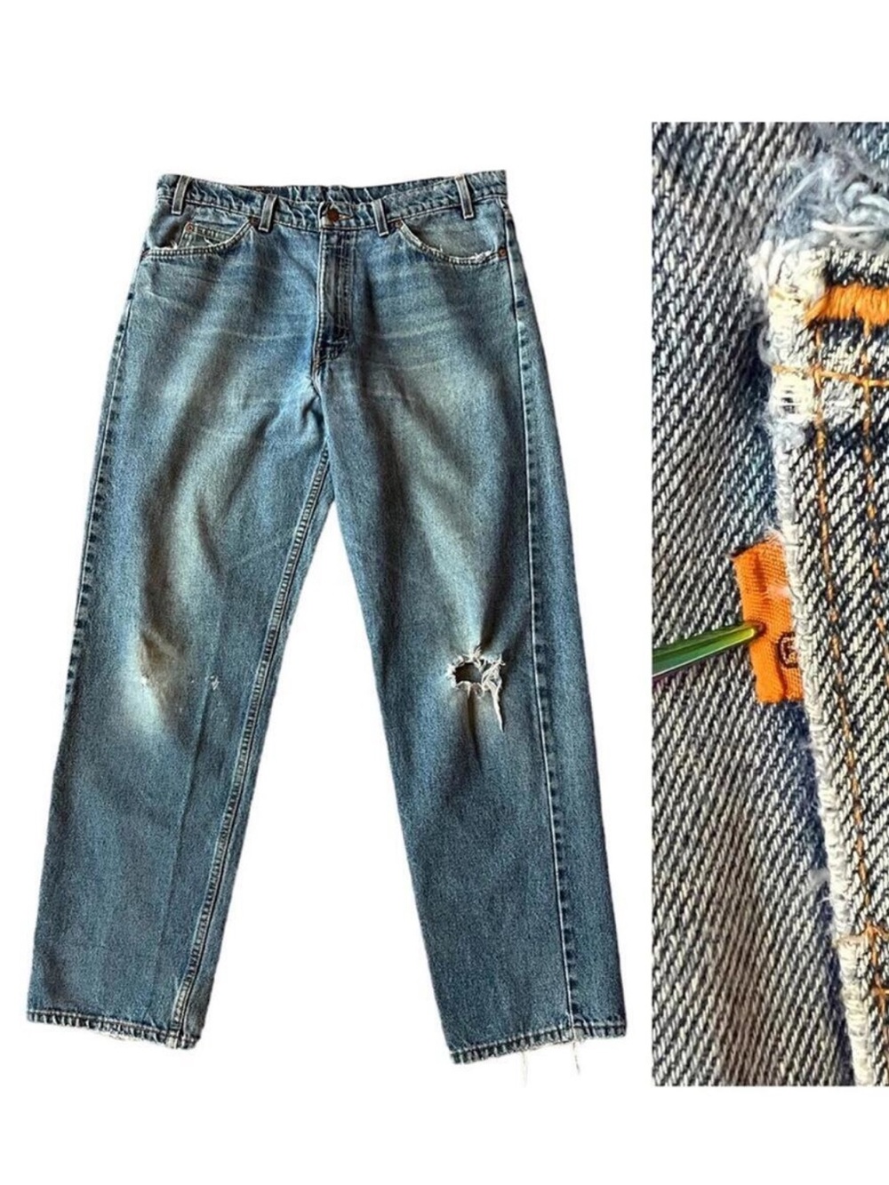 Levi’s 550 Relaxed Fit Orange Tab Cotton High Rise Mom High Waisted Jeans 38 32